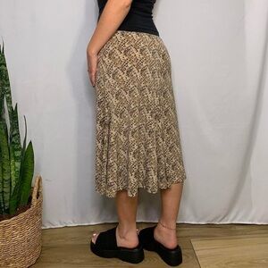 Amanda Lane Y2K Tan Snakeskin Patterned Womens Midi Skirt